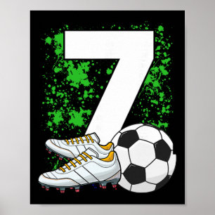 7e verjaardag Jongens 7 jaar Voetbal Voetballer Ge Poster