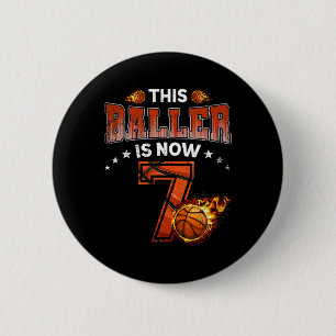 7e Verjaardag Jongens Bysketbyll Speler Geschenken Ronde Button 5,7 Cm