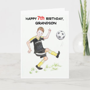 7e verjaardag Kaart voor een kleinzoon - Voetballe
