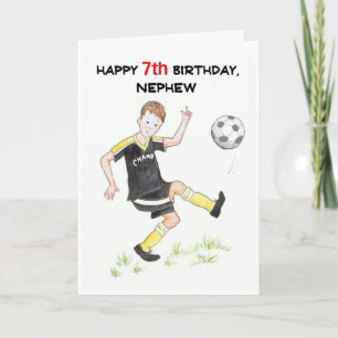 7e verjaardag Kaart voor een neef - Voetballer