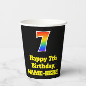 7e verjaardag: Kleurrijk, Leuk, Spannend, Regenboo Papieren Bekers (Achterkant)