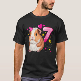 7e Verjaardag Meisje 7 Jaar, Guinee Varken en Big T-shirt