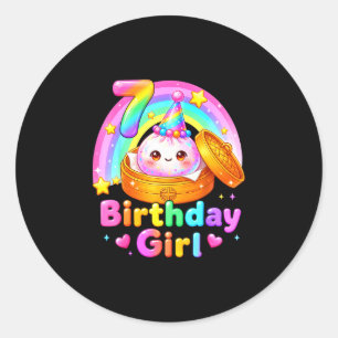 7e verjaardag meisje dumpling kawaii pastel anime ronde sticker