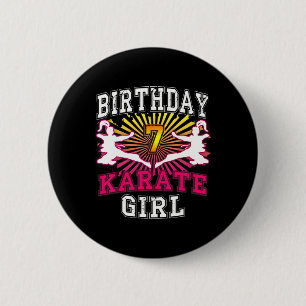 7e Verjaardag Meisje Shirt - Karate 7 jaar oud Kin Ronde Button 5,7 Cm