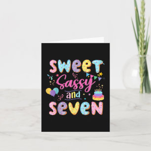 7e Verjaardag Meisje Sweet Sassy en Seven Donut 7  Kaart