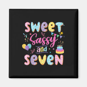 7e Verjaardag Meisje Sweet Sassy en Seven Donut 7 Magneet