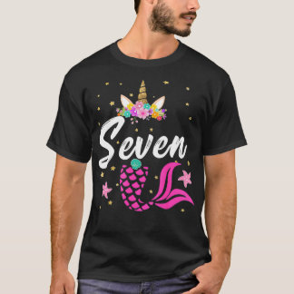 7e verjaardag meisje Unicorn Mermaid Tail 7 jaar o T-shirt
