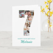 7e verjaardag nummer 7 fotocollage gepersonaliseer kaart (Gele Bloem)