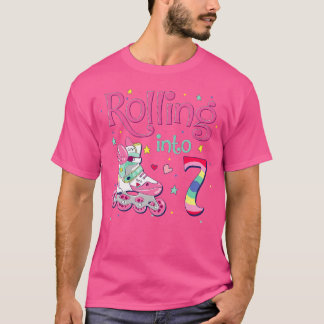 7e verjaardag op rolschaatsen naar 7 verjaardagsfe t-shirt