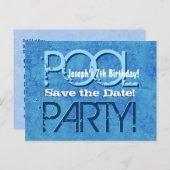 7e verjaardag Pool Party Save the Date V007 Aankondigingskaart (Voorkant / Achterkant)