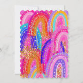 7e verjaardag Rainbow Hot Pink Party Uitnodiging (Achterkant)