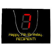 7e verjaardag: Red Digital Clock Style "7" + naam Groot Cadeauzakje (Achterkant)