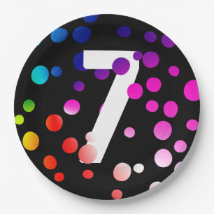 7e verjaardag regenboogStippen Papieren Bordje