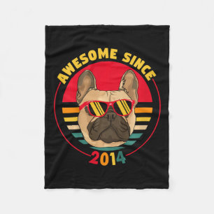 7e verjaardag Retro Franse Bulldog Geweldige sinds Fleece Deken