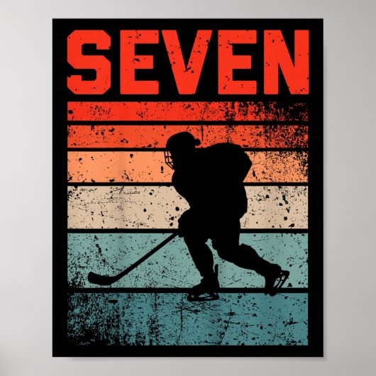 7e verjaardag Retro Ice Hockey 7 jaar oud Boy Girl Poster (Voorkant)