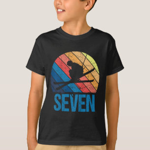 7e Verjaardag Retro Skiën 7 Jaar Oude Jongens Meis T-shirt
