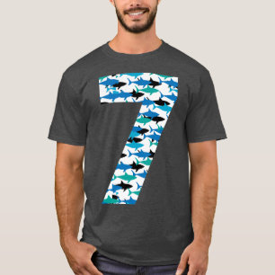 7e verjaardag Shark Pattern 7 jaar oud cadeau T-shirt