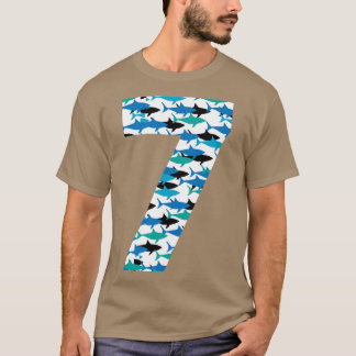 7e verjaardag Shark Pattern 7 jaar oud cadeau T-shirt