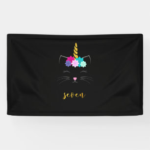 7e Verjaardag Shirt Kat Eenhoorn Meisjes Verjaarda Spandoek