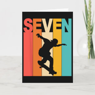 7e verjaardag Skateboarden 7 jaar oude Skater Fees Kaart