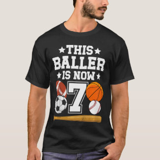 7e verjaardag sportieve verjaardagsfeestje zeven j t-shirt