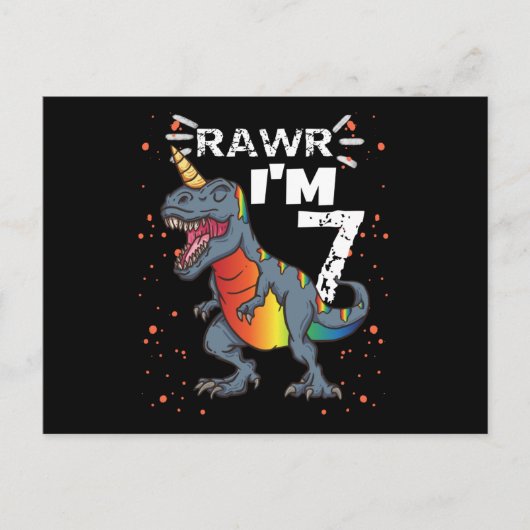 7e verjaardag T Rex dinosaurus Briefkaart (Voorkant)
