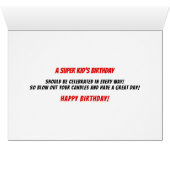 7e verjaardag van Boys Super Kind Red Comic Book (Binenzijde Horizontaal (Onderkant))