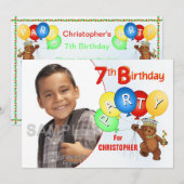 7e verjaardag van de Koninklijke Teddy Bear Kaart (Voorkant / Achterkant)