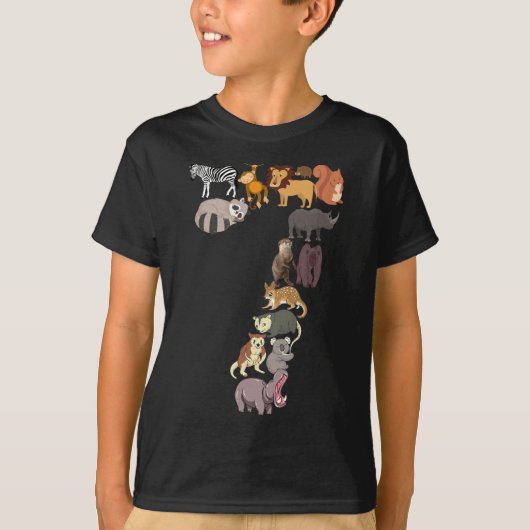 7e verjaardag van de Safari dierentuin figuren van T-shirt (Voorkant)