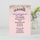 7e verjaardag van de uitnodiging tot Confetti van (Staand voorkant)