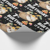 7e verjaardag van het meisje van de grote partij i cadeaupapier (Hoek)