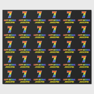 7e verjaardag: Vet, Vun, eenvoudig, regenboog 7 Cadeaupapier