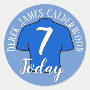 7e verjaardag voetbalbadge om te personaliseren ronde sticker