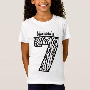 7e verjaardag Zebra meisje zeven jaar aangepaste V T-shirt