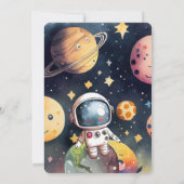 7e Verjaardagsfeest Outerspace Planets Kaart (Achterkant)