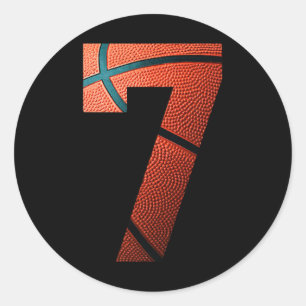 7e verjaardagsfeestje basketbal print nummer 7 T-s Ronde Sticker