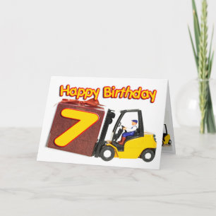 7e verjaardagskaart met een vorkheftruck kaart