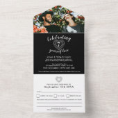 7e zwarte onyx trouwdag RSVP foto All In One Uitnodiging (Binnen)