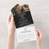 7e zwarte onyx trouwdag RSVP foto All In One Uitnodiging (Afscheurbaar)