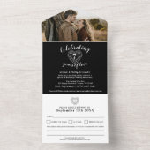 7e zwarte onyx trouwdag RSVP foto All In One Uitnodiging (Binnen)