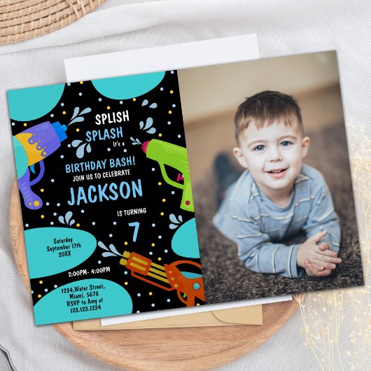 7ème Black Green Photo Invitations de pistolet à e