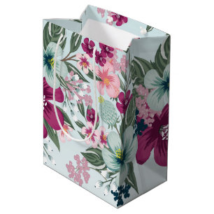 7lx4.5wx10h Medium Gift Bag Tropische Bloemen op B Medium Cadeauzakje