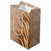 7lx4.5wx10h Sac cadeau moyen blé sur sac Burlap C (Devant Angle)