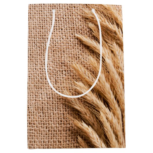 7lx4.5wx10h Sac cadeau moyen blé sur sac Burlap C (Devant)
