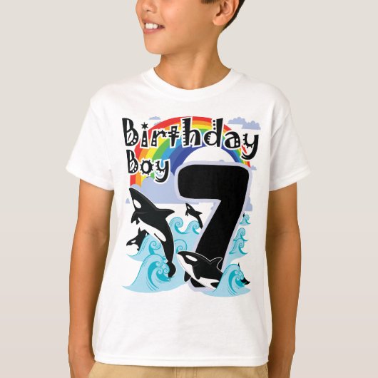 7th Birthday Boy als Orca Whale minnaar T-shirt (Voorkant)