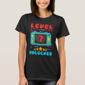 7th Birthday Boy Level 7 Unlocked Video Gamer Birt T-shirt