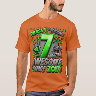 7th Birthday Comic Style Awesome since 2017 7 Year T-shirt