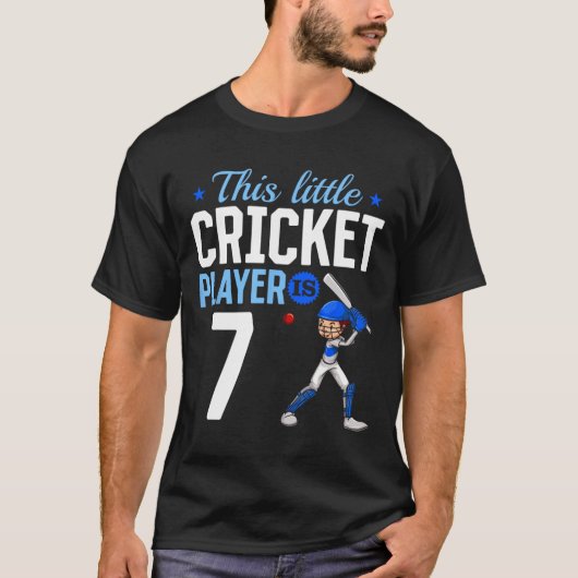 7th Birthday Cricket Player  T-shirt (Voorkant)