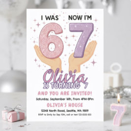 7th Birthday Girl Invitation Kaart