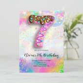 7th Birthday Girls Invitation (Debout devant)